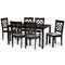 Baxton Studio Mael Modern and Contemporary Grey Fabric and Dark Brown Finished Wood 7-Piece Dining Set 174-10534-10519-Zoro - alternate 1